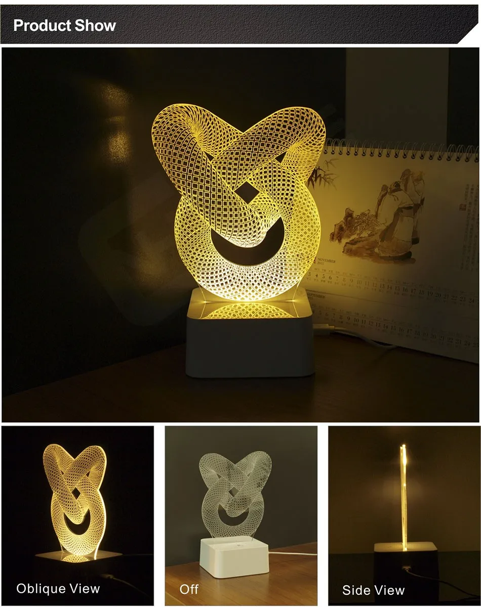Limited Novelty Warm Chinese Knot Lamp Table Bed Room Abajur Touch Switch Night Light 3d LED Desk Light (3)